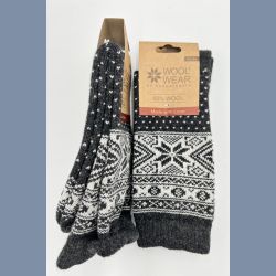 Uldsokker med snefnug og isstjerner