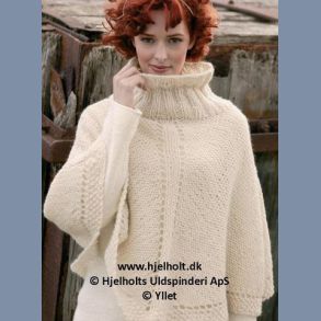 Garnpakke: PONCHO MED KANT I PERLESTRIK