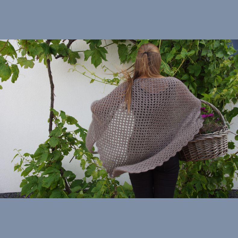 Garnpakke: Hklet sjal i Brushed Lace og 1-trdet Kidmohair