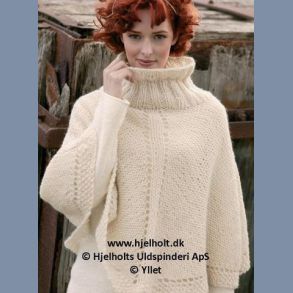 Opskrift: Poncho med kant i perlestrik - Hndvrksgarn