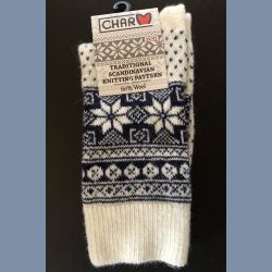 Uldsokker med snefnug og isstjerner