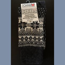 Uldsokker med snefnug og isstjerner